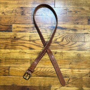 POLO‎ Ralph Lauren Men's Brown Leather Braided Belt 38/95 Great Condition